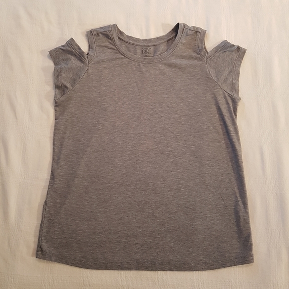 Athleta girl grey cold shoulder top size 14 EUC - Picture 1 of 5
